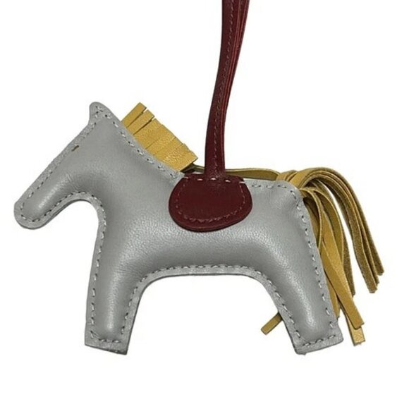 HERMES Rodeo Charm PM - Light gray Dark yellow Dark Brown Agneau Milo C - Picture 4 of 4